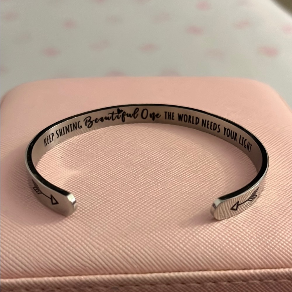 Inspirational Silver Cuff Bracelet